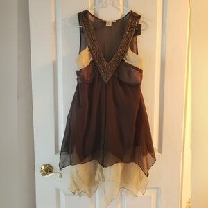 V-neck beaded light airy long top or dress